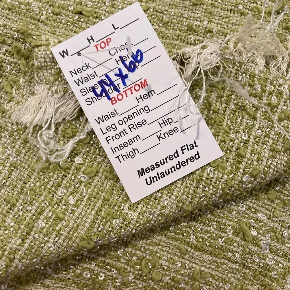 Vintage 1960’s‎ olive green nubby light thrown. 66” x 44”. 151